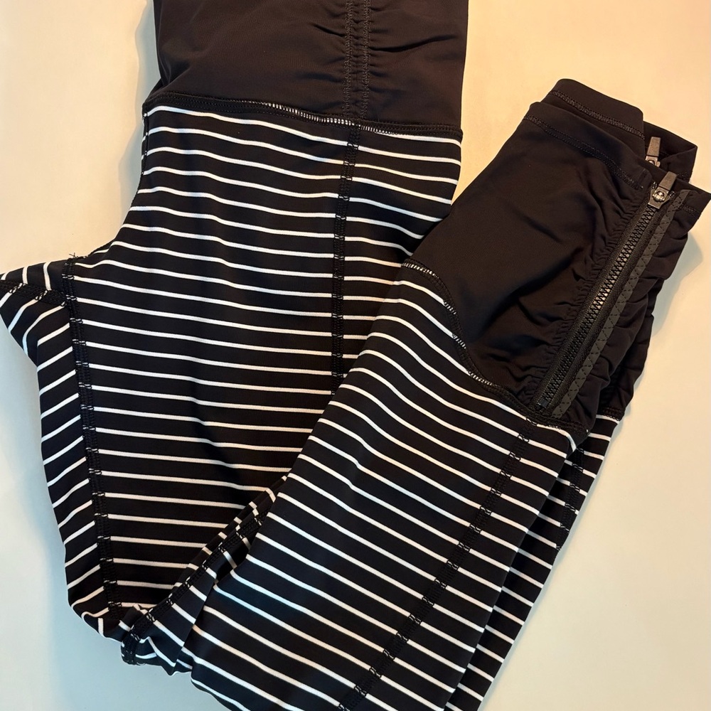 Lululemon Black and White Striped Leggings